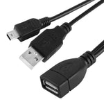 كابل USB صغير ذكر + USB 2.0 AM إلى AF مع وظيفة OTG، الطول: 30 سم / 35 سم، USB صغير + USB AM، 30 سم