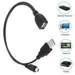 كابل USB صغير ذكر + USB 2.0 AM إلى AF مع وظيفة OTG، الطول: 30 سم / 35 سم، USB صغير + USB AM، 30 سم