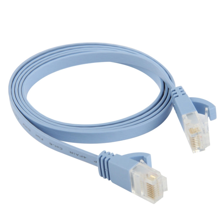 كابل شبكة إيثرنت LAN فائق النحافة مسطح 1م، CAT6، الطول: 1م (أزرق فاتح)