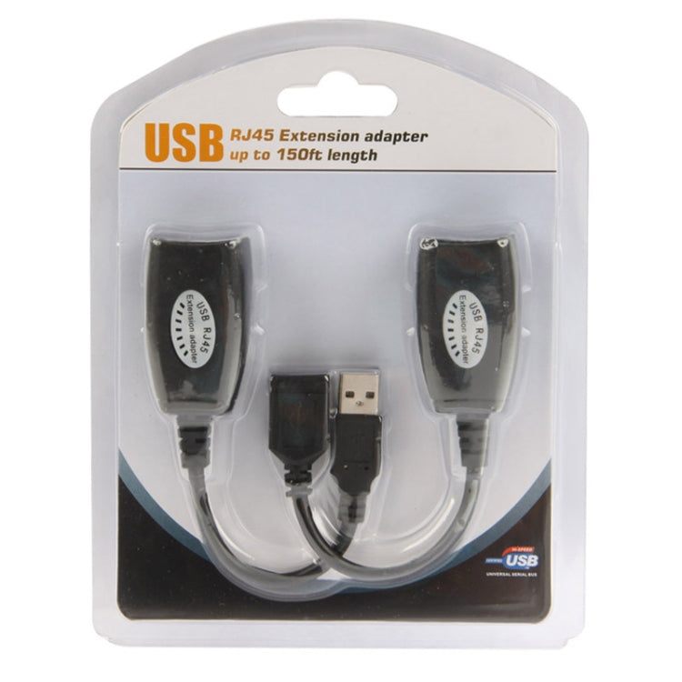 ممدد USB إلى RJ45 بطول 50 متر بواسطة كابل Cat5e، منفذ USB واحد