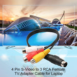 4-pin S-Video TV to RCA Converter AV female Cable Adapter, Length: 20cm, S-Video to AV 3RCA Female