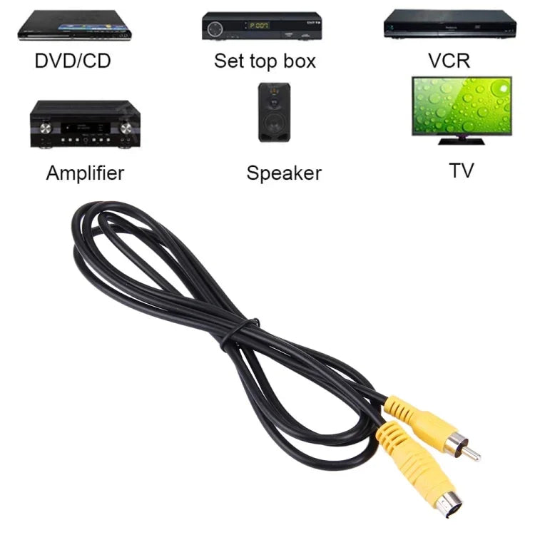 1.5m 4 Pin S-VIDEO TV to RCA AV Converter Adapter Cable, S-Video to AV RCA Male