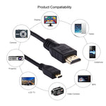 كابل Micro HDMI إلى HDMI بطول 1.5 متر، 19 دبوس، الإصدار 1.4، يدعم 3D، موصل HDMI ذكر، يدعم 3D، الطول: 1.5 متر
