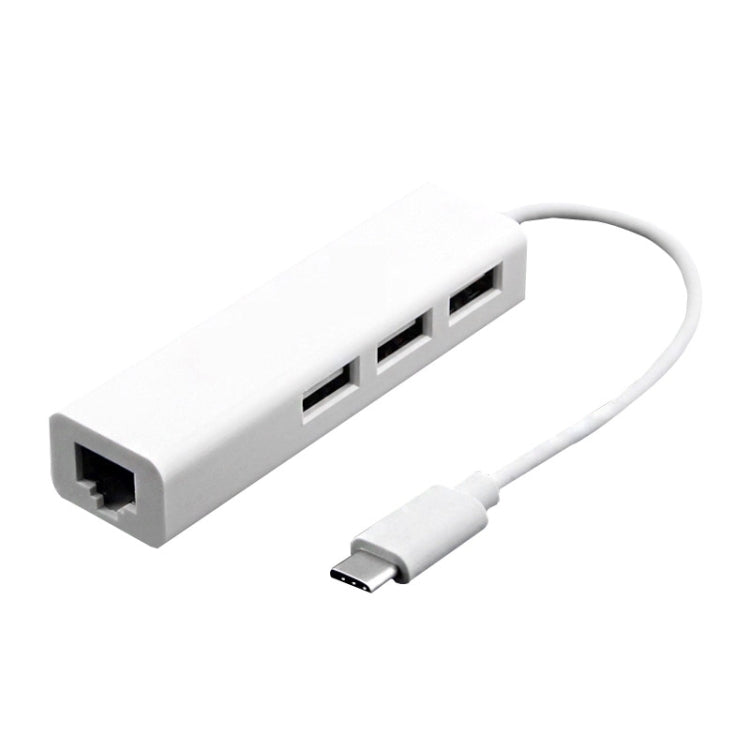 محول متعدد الوظائف Type-C إلى 3 منافذ USB و RJ45، الطول: 13 سم، 3 منافذ USB + RJ45