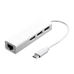 محول متعدد الوظائف Type-C إلى 3 منافذ USB و RJ45، الطول: 13 سم، 3 منافذ USB + RJ45