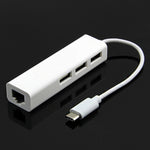 محول متعدد الوظائف Type-C إلى 3 منافذ USB و RJ45، الطول: 13 سم، 3 منافذ USB + RJ45