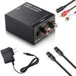 Digital Optical Coaxial Toslink to Analog RCA Audio Converter(Black), Spdif+Coaial to 2RCA