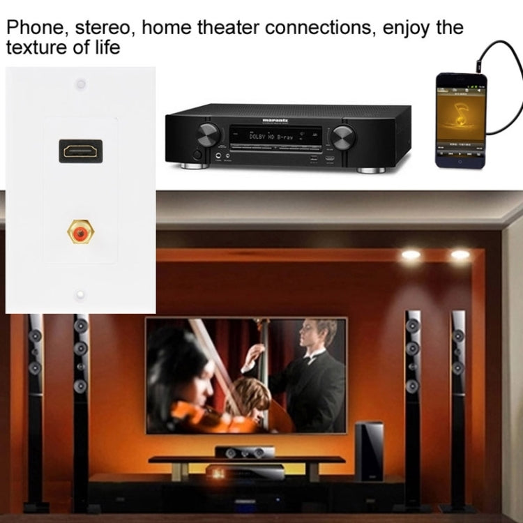 لوحة حائط بمقبس HDMI أنثى + RCA أنثى