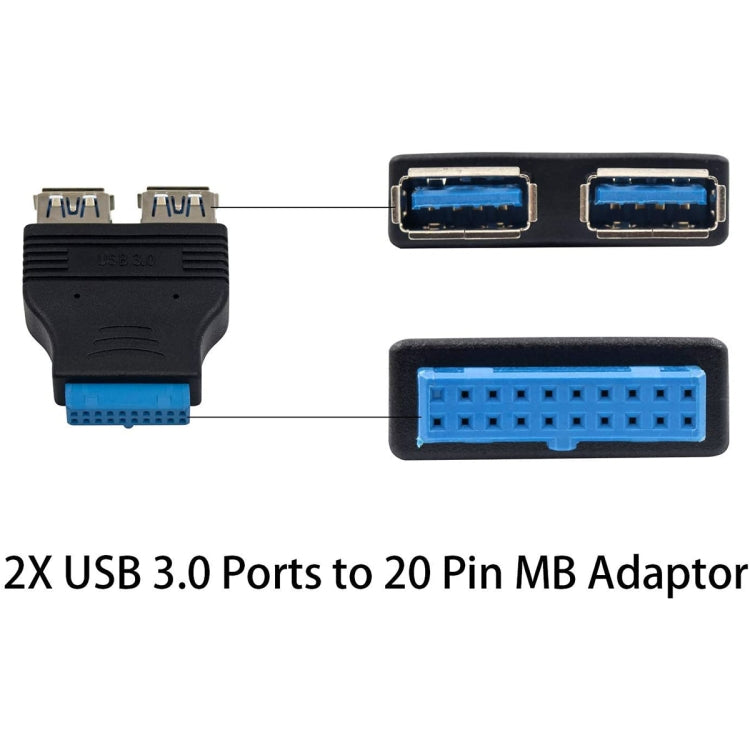 محول 2 × USB 3.0 AF إلى 20 دبوس، محول