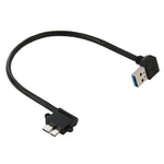 كابل بيانات USB 3.0 إلى Micro 3.0 بزاوية 90 درجة لجهاز جالاكسي نوت III / N9000، الطول: 26 سم