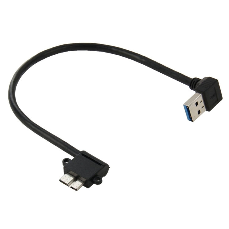 كابل بيانات USB 3.0 إلى Micro 3.0 بزاوية 90 درجة لجهاز جالاكسي نوت III / N9000، الطول: 26 سم