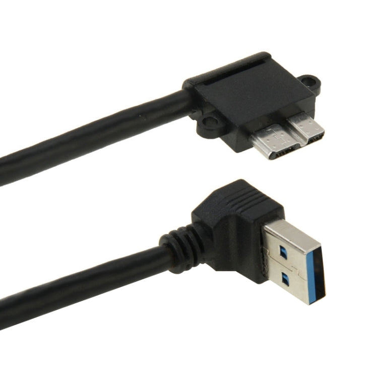 كابل بيانات USB 3.0 إلى Micro 3.0 بزاوية 90 درجة لجهاز جالاكسي نوت III / N9000، الطول: 26 سم