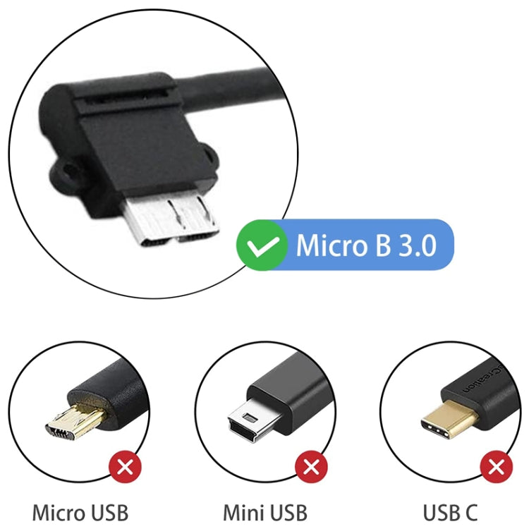 كابل بيانات USB 3.0 إلى Micro 3.0 بزاوية 90 درجة لجهاز جالاكسي نوت III / N9000، الطول: 26 سم