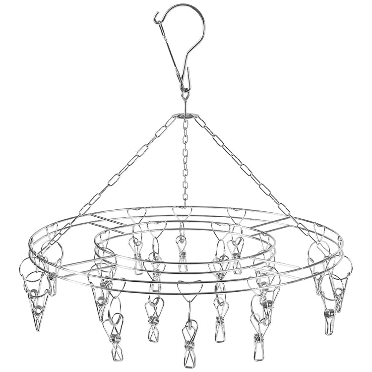 Round Stainless Steel Clothes Clip Hanger with 20 Clips, 20 Clips Hanger