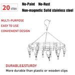 Round Stainless Steel Clothes Clip Hanger with 20 Clips, 20 Clips Hanger