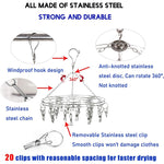 Round Stainless Steel Clothes Clip Hanger with 20 Clips, 20 Clips Hanger