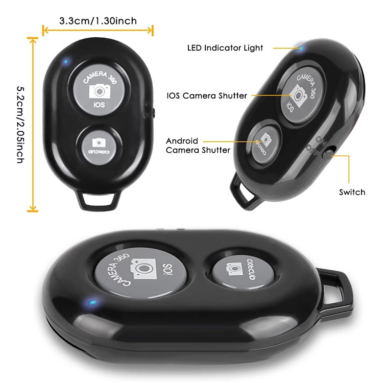 BRCMCOM Chip Universal Bluetooth 3.0 Remote Shutter Camera Control Self-timer, White, Black