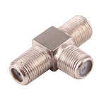3 Ways F Female Plug to Double F Female Plug T Adapter, 3 Ways F
