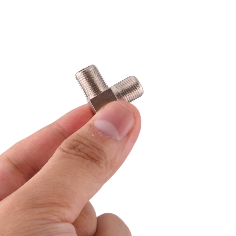 3 Ways F Female Plug to Double F Female Plug T Adapter, 3 Ways F