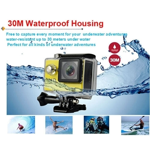 كاميرا رياضية H9 بدقة 4K Ultra HD1080P، 12 ميجابكسل، شاشة LCD بحجم 2 بوصة، واي فاي، عدسة بزاوية واسعة 170 درجة، مقاومة للماء حتى 30 متر، H9 4K (أسود)