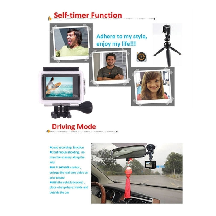 كاميرا رياضية H9 بدقة 4K Ultra HD1080P، 12 ميجابكسل، شاشة LCD بحجم 2 بوصة، واي فاي، عدسة بزاوية واسعة 170 درجة، مقاومة للماء حتى 30 متر، H9 4K (أسود)