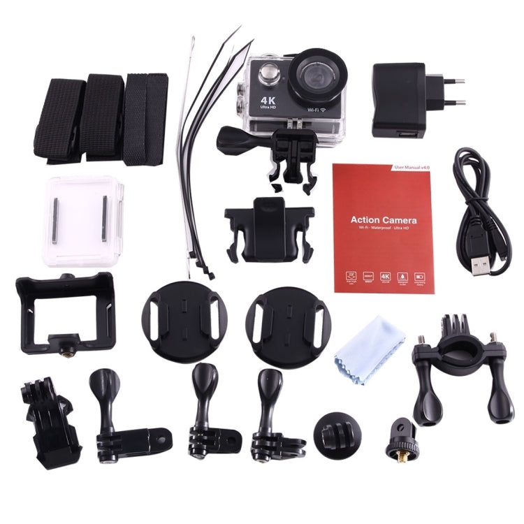 كاميرا رياضية H9 بدقة 4K Ultra HD1080P، 12 ميجابكسل، شاشة LCD بحجم 2 بوصة، واي فاي، عدسة بزاوية واسعة 170 درجة، مقاومة للماء حتى 30 متر، H9 4K (أسود)