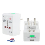 Universal US / EU / AU / UK Travel AC Power Adaptor Plug with USB Charger Socket, With USB Port