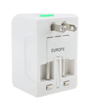 Universal US / EU / AU / UK Travel AC Power Adaptor Plug with USB Charger Socket, With USB Port