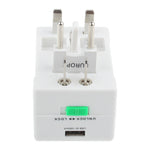 Universal US / EU / AU / UK Travel AC Power Adaptor Plug with USB Charger Socket, With USB Port