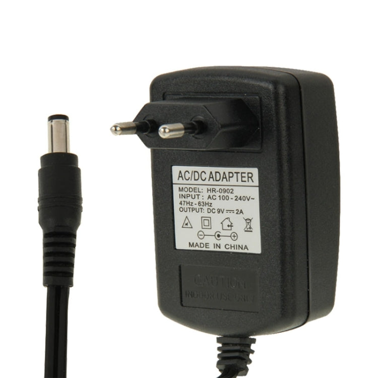 محول طاقة عالي الجودة بمقبس الاتحاد الأوروبي AC 100-240V إلى DC 9V 2A، رؤوس: 5.5 × 2.1 مم، طول الكابل: 1 م، مقبس الاتحاد الأوروبي DC 9V 2A