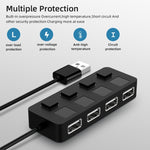 موزع USB 2.0 بأربعة منافذ مع 4 مفاتيح، 4 منافذ مع 4 مفاتيح (أسود)، 4 منافذ مع 4 مفاتيح (أبيض)