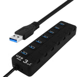 7 Ports USB 3.0 Hub with Individual Switches for each Data Transfer Ports, 7 Ports (White), 7 Ports (Black)