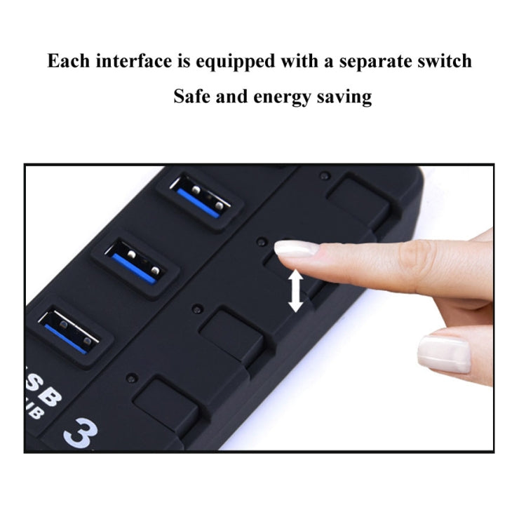 7 Ports USB 3.0 Hub with Individual Switches for each Data Transfer Ports, 7 Ports (White), 7 Ports (Black)