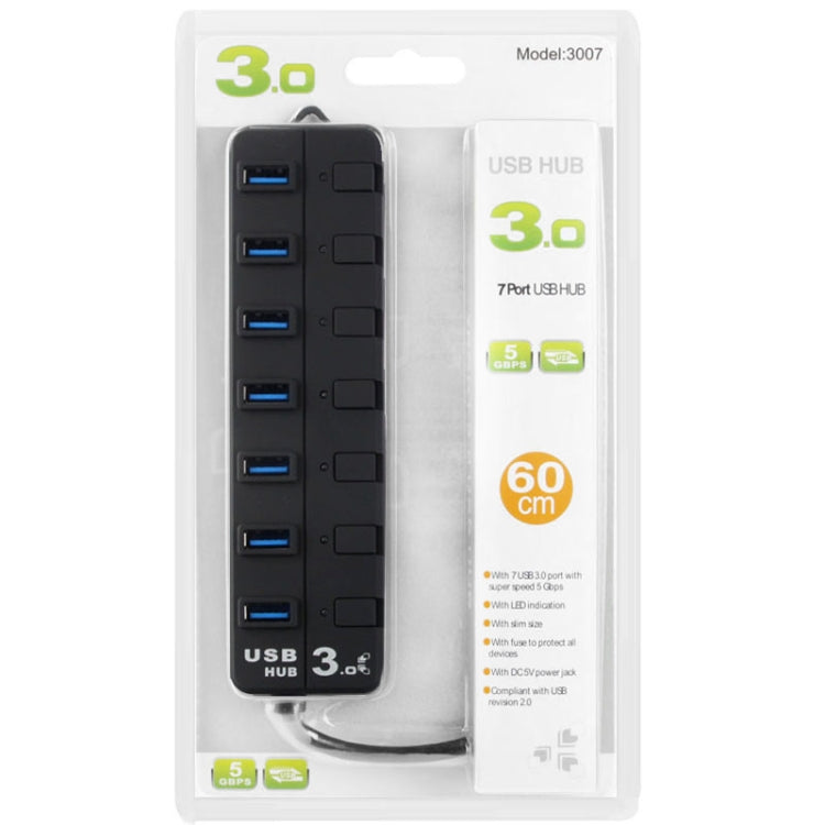 7 Ports USB 3.0 Hub with Individual Switches for each Data Transfer Ports, 7 Ports (White), 7 Ports (Black)