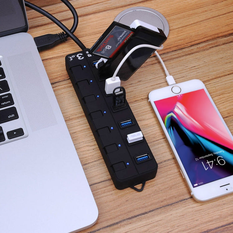7 Ports USB 3.0 Hub with Individual Switches for each Data Transfer Ports, 7 Ports (White), 7 Ports (Black)