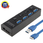 موزع USB 3.0 بأربعة منافذ، سرعة فائقة 5 جيجابت/ث، توصيل وتشغيل، يدعم 1 تيرابايت، 4 منافذ (أسود)، 4 منافذ (أبيض)
