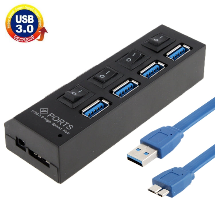 موزع USB 3.0 بأربعة منافذ، سرعة فائقة 5 جيجابت/ث، توصيل وتشغيل، يدعم 1 تيرابايت، 4 منافذ (أسود)، 4 منافذ (أبيض)