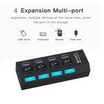موزع USB 3.0 بأربعة منافذ، سرعة فائقة 5 جيجابت/ث، توصيل وتشغيل، يدعم 1 تيرابايت، 4 منافذ (أسود)، 4 منافذ (أبيض)