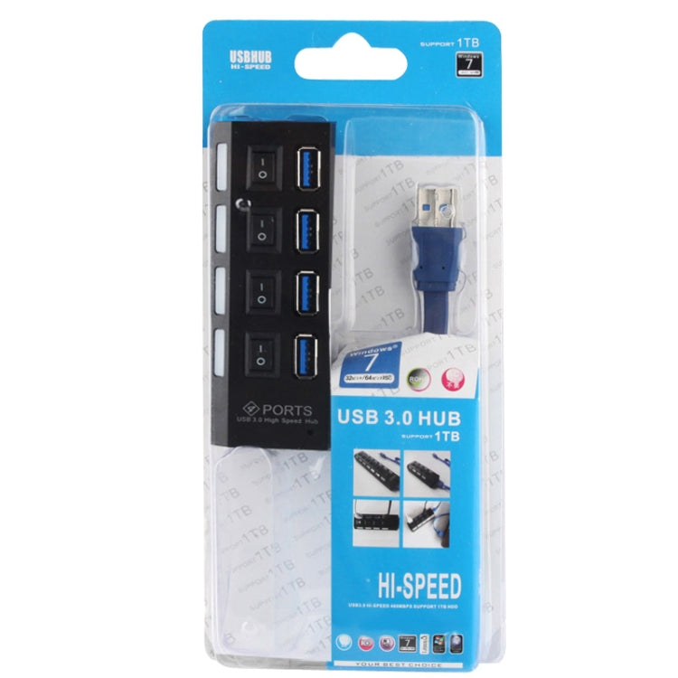 موزع USB 3.0 بأربعة منافذ، سرعة فائقة 5 جيجابت/ث، توصيل وتشغيل، يدعم 1 تيرابايت، 4 منافذ (أسود)، 4 منافذ (أبيض)