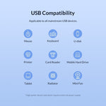 موزع USB 3.0 بأربعة منافذ، سرعة فائقة 5 جيجابت/ث، توصيل وتشغيل، يدعم 1 تيرابايت، 4 منافذ (أسود)، 4 منافذ (أبيض)
