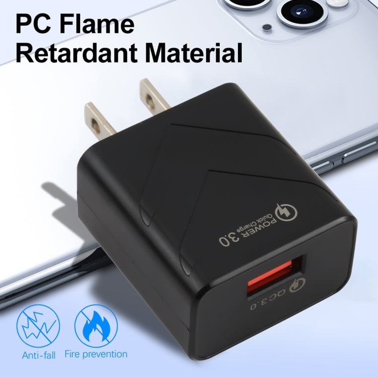 شاحن سفر سريع USB منفذ واحد بقوة 18 واط LZ-715 QC3.0، قابس أمريكي