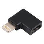 محول شحن بمقبض زاوية من 8 Pin ذكر إلى USB-C / Type-C أنثى