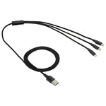 كابل شحن منسوج نايلون 3 في 1 USB إلى 8 Pin و USB-C / Type-C و Micro USB بطول 1.2 متر