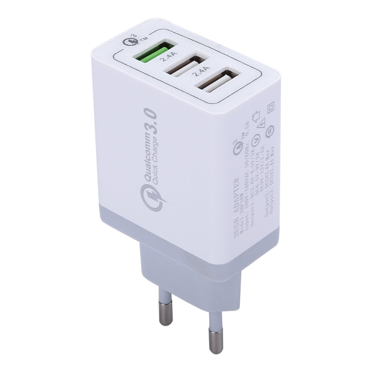 شاحن حائط سريع USB QC3.0 ثلاثي المنافذ XHF30W، قابس أوروبي