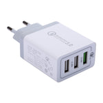 شاحن حائط سريع USB QC3.0 ثلاثي المنافذ XHF30W، قابس أوروبي
