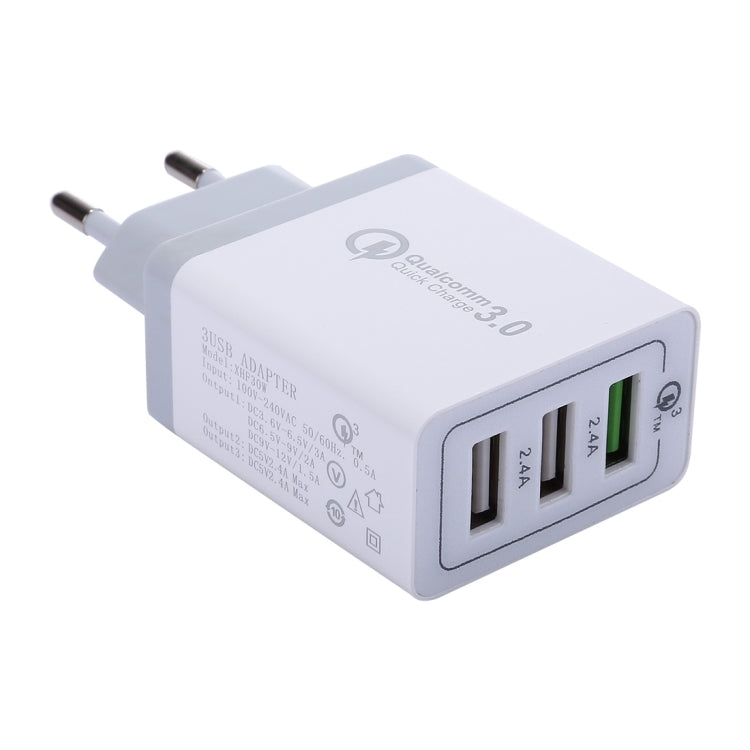 شاحن حائط سريع USB QC3.0 ثلاثي المنافذ XHF30W، قابس أوروبي