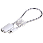 كابل شحن وبيانات محول OTG خرطوم من سبيكة الألمنيوم Micro USB إلى USB بطول 24 سم 2A مع موصل USB-C / Type-C