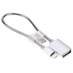 كابل شحن وبيانات محول OTG خرطوم من سبيكة الألمنيوم Micro USB إلى USB بطول 24 سم 2A مع موصل USB-C / Type-C