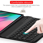 غطاء لوحي من الجلد مع لوحة مفاتيح بلوتوث مغناطيسية قابلة للفصل رفيع للغاية لجهاز Galaxy Tab A 8.0 2019 P200 / P205، مع حامل