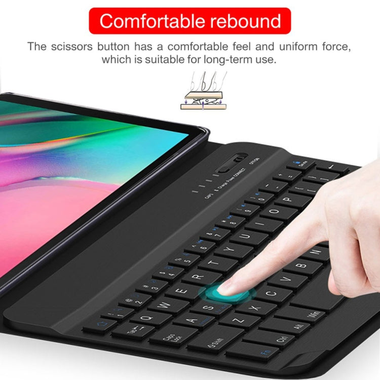 غطاء لوحي من الجلد مع لوحة مفاتيح بلوتوث مغناطيسية قابلة للفصل رفيع للغاية لجهاز Galaxy Tab A 8.0 2019 P200 / P205، مع حامل